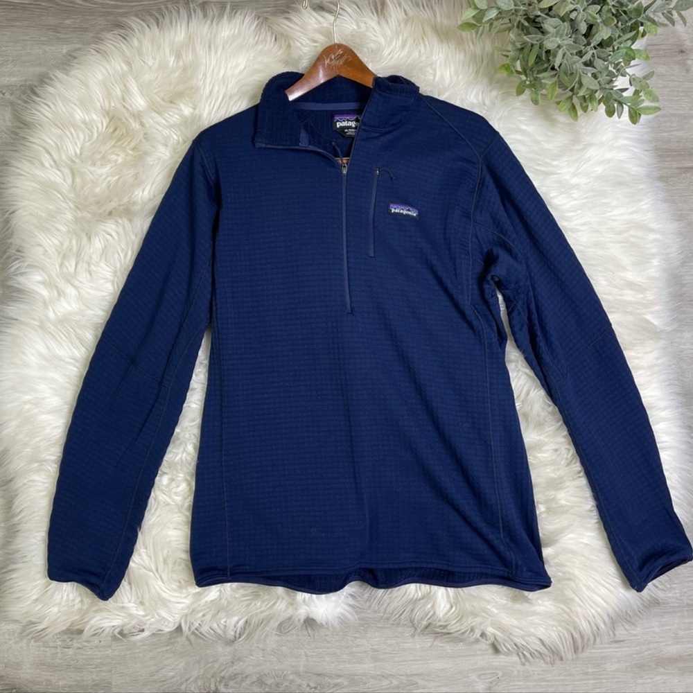 Patagonia Blue Waffle Knit R1 Half Zip